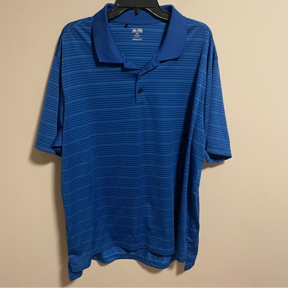 Adidas Golf Blue Striped Polo- Size 2XL
